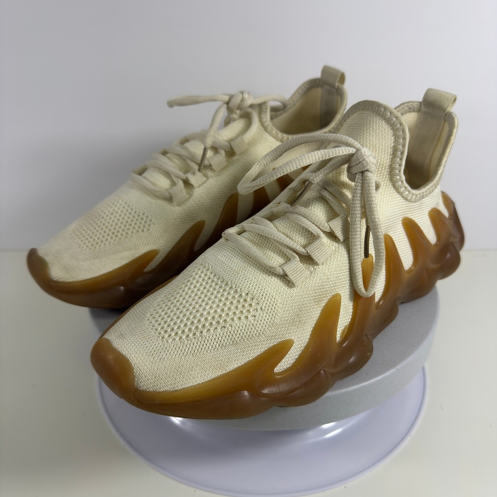 Mako Air Mens Knit Sneakers Cream Gum Sculptural Mesh Running Shoes Size 12M - Picture 3 of 13